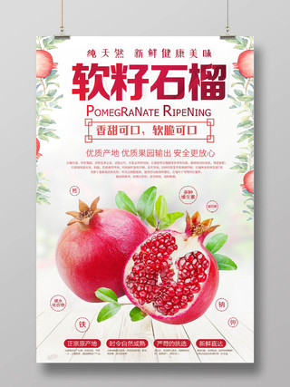 红色简约水果石榴软籽石榴上市宣传海报